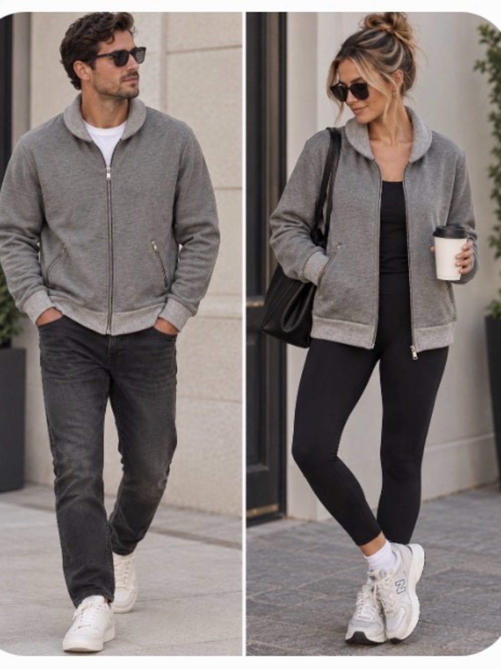 Reiss Unisex Gray Zip-Up Knit Bomber Jacket